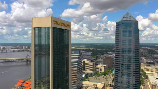 Wells Fargo Bankası Bank America Finans Merkezi Downtown Jacksonville — Stok video