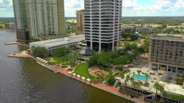 Lotnicze Drone Wideo Jacksonville Southbank Riverwalk — Wideo stockowe