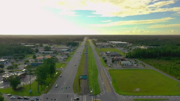 Demiryolu Rayları Ile Kingsland Georgia Amerikan Kasabası — Stok video