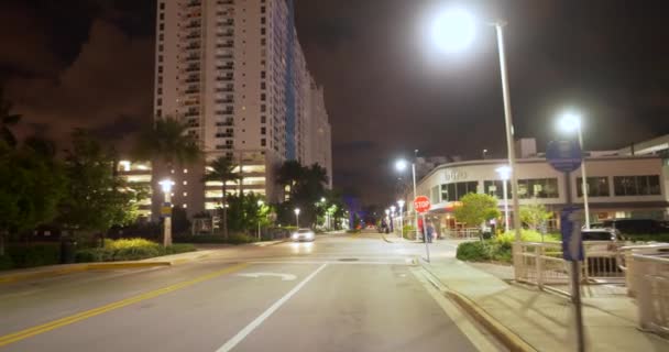 Nacht Aufnahmen Von Sonnenuntergang Hafen Fahren Miami Beach — Stockvideo