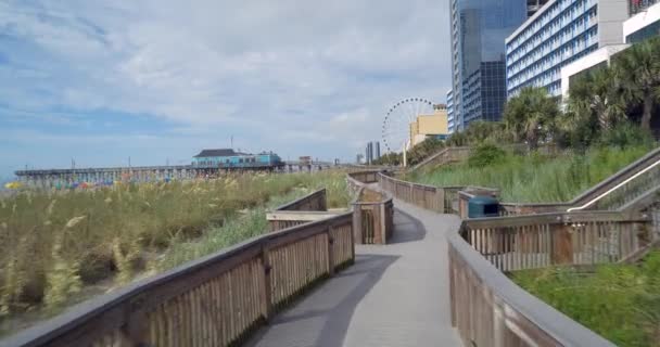 Fiets Pov Fpv Myrtle Beach Boardwalk — Stockvideo