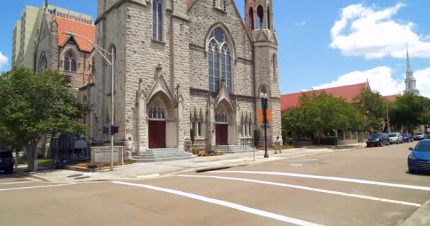 Basilica Immaculate Conception Downtown Jacksonville Shot Gimbal Stabilized Motion Camera — Stock Video