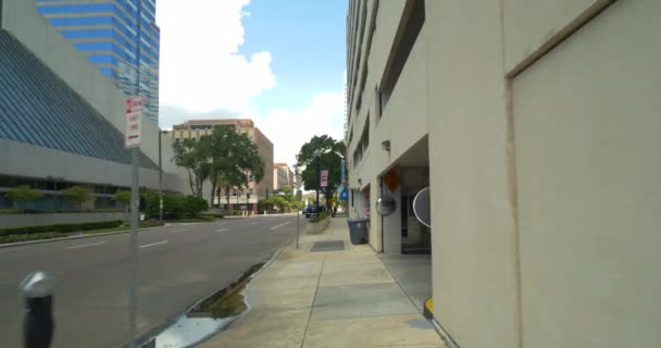 Walking Downtown Jacksonville Florida Side Walk Fpv — Stockvideo