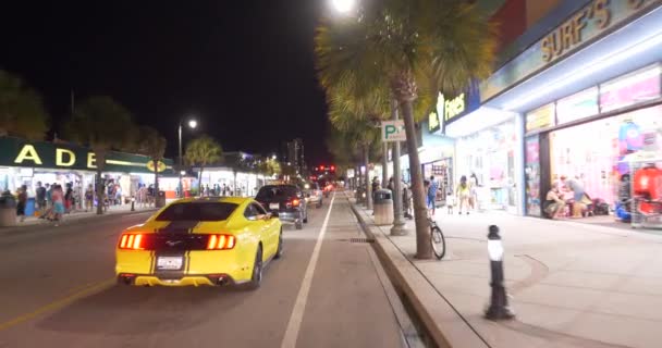 Myrtle Beach Night Scene Cruising Ocean Boulevard — Stock Video