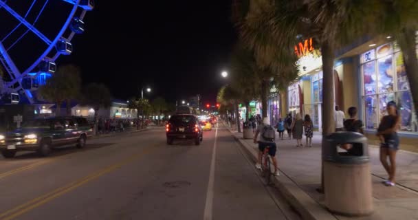 Busy Night Myrtle Beach — Stock Video