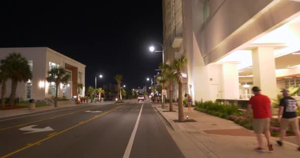 Ciclismo Myrtle Beach Ocean Boulevard Por Noche Fpv — Vídeo de stock