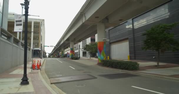 Downtown Jacksonville Street Art Elevated Railway — Stock Video