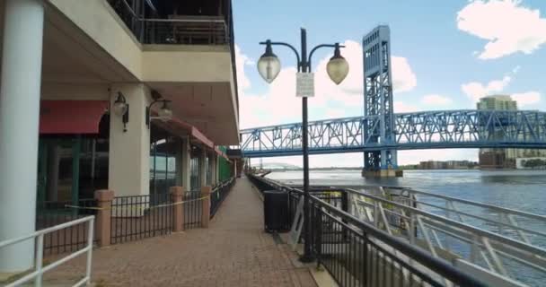 Motion Video Riverwalk Vid Jacksonville Landing Florida — Stockvideo