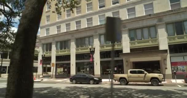 East Forsyth Street Downtown Jacksonville Strzał Gimbal Stabilizowany Aparat Ruchu — Wideo stockowe