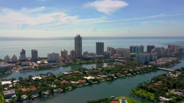 Serie Aérea Escénica Miami Florida Islas Agua — Vídeos de Stock