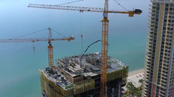 Aerial Video Inspection Construction Stages Estates Acqualina Sunny Isles Beach — Stock Video