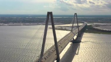 Arthur Ravenel Köprüsü Charleston Sc Abd 4k havadan çekim