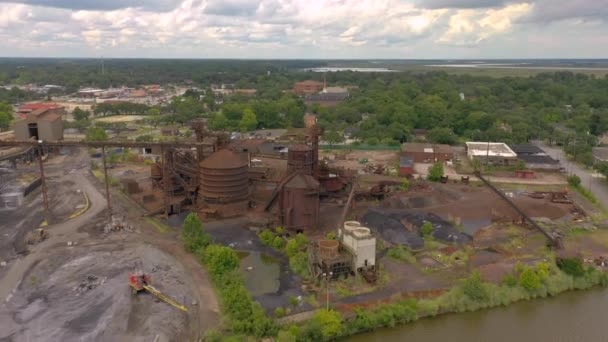 Aerial Video Rusted Old Silos Factory — Stock Video