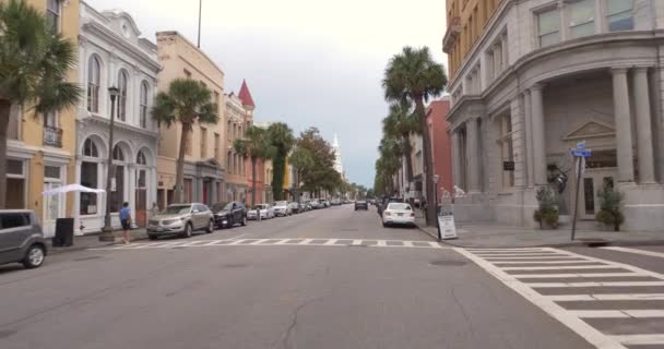 Ciudad Charleston Disparo Con Cámara Gimbal Movimiento — Vídeo de stock