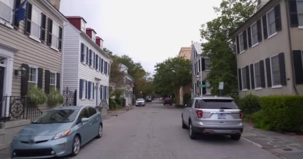 Charleston Güney Carolina Tarihi Fransız Bölgesi Ile Sürüş Plakaları — Stok video