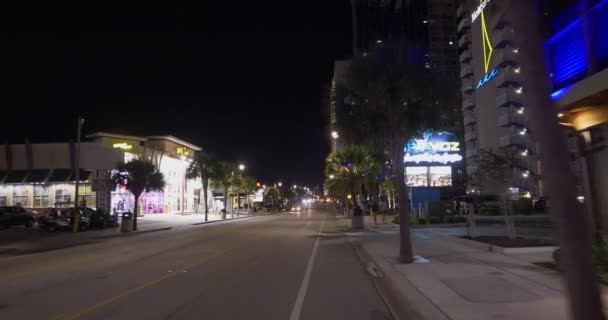Vídeo Movimiento Nocturno Tiendas Resorts Myrtle Beach — Vídeos de Stock