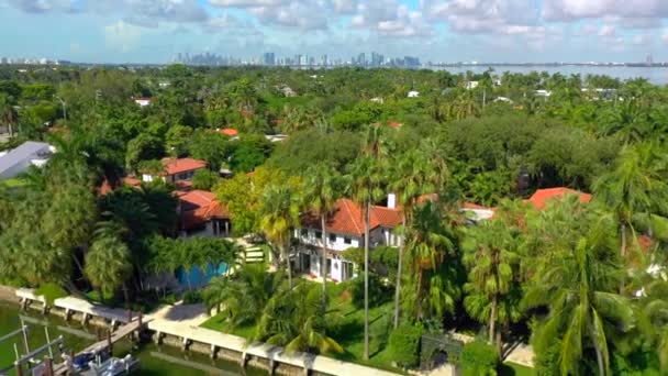 Palmiye Ağaçları Ile Hava Görüntüleri Lüks Miami Özelliği — Stok video