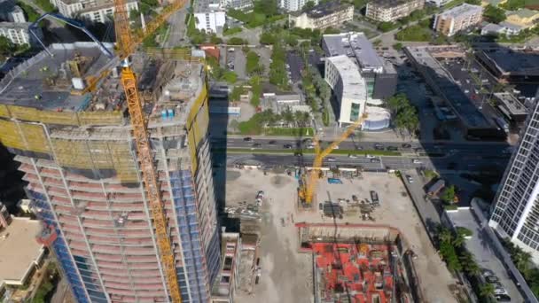 Aerial Pull Out Reveal Estates Acqualina Sunny Isles Construction Site — Stock Video
