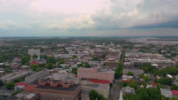 Drone Video Charleston Historiska Franska Kvarteret — Stockvideo