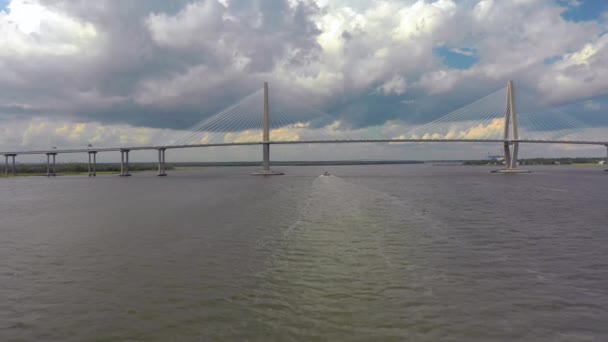 Wideo Lotnicze Arthur Ravenel Bridge — Wideo stockowe