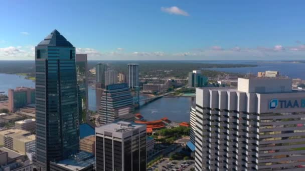 Vídeo Aéreo John Alsop Bridge Downtown Jacksonville — Vídeos de Stock