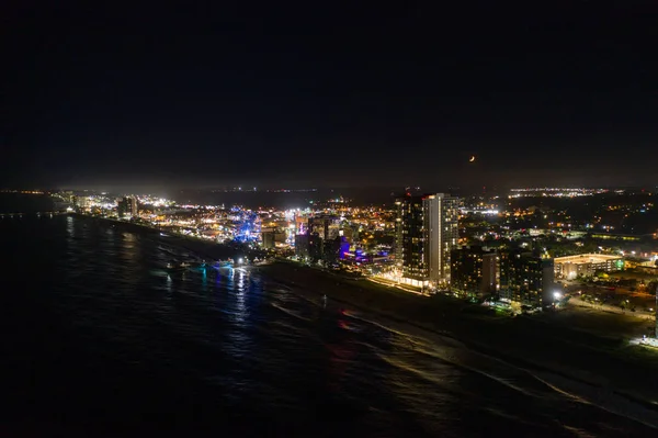 Aerial night photo moon over Myrtle Beach SC — Stock Photo, Image