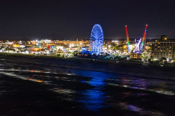 Myrtle Beach Sc neon ışıkları seyahat hedef Gece fotoğrafı — Stok fotoğraf