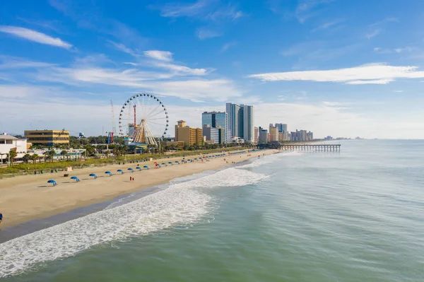 Foto del dron aéreo Shoreline Myrtle Beach —  Fotos de Stock