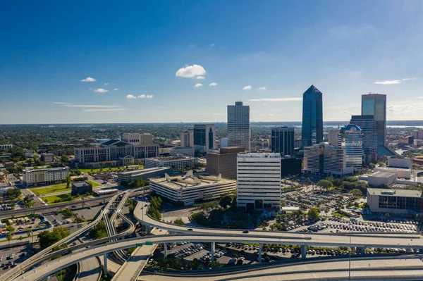 Lotnicze zdjęcie dzielnicy biznesowej Downtown Jacksonville FL bez loga — Zdjęcie stockowe