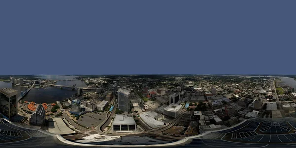 杰克逊维尔上空的航空 360 球形矩形全景图 — 图库照片