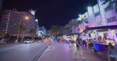 Miami Beach gece hareket video çekim yaklaşık 2019 4k