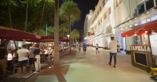 Ночь Lincoln Road Miami Beach — стоковое видео