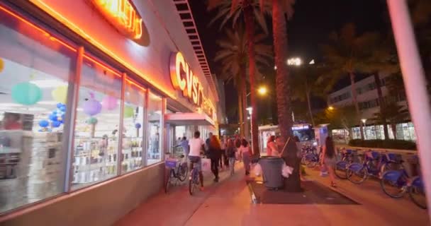 Miami Beach Lincoln Road Video Movimento Notturno — Video Stock