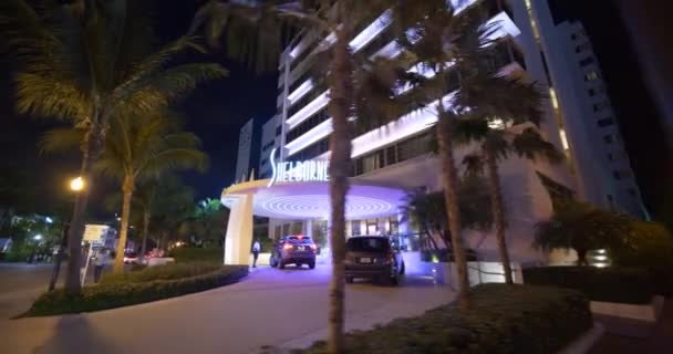 Shelborne Hotel Miami Beach Nocny Ruch Wideo — Wideo stockowe