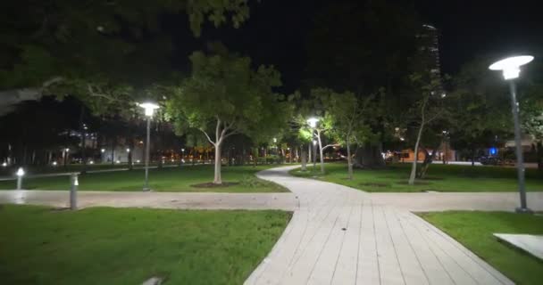 Collins Park Miami Beach Nacht Bewegung Video Circa 2019 — Stockvideo