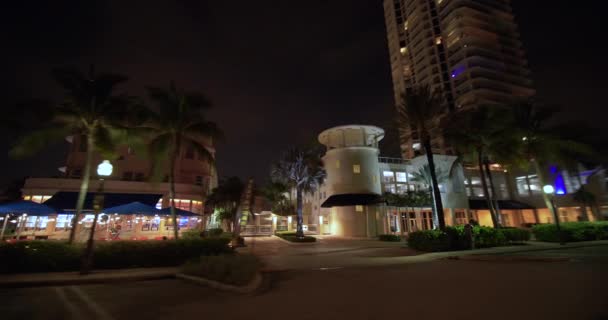 Hackig 15Fps Bildhastighet Miami Beach Natt Bilder Suddig Vision Pov — Stockvideo