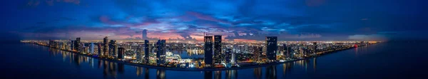 Aerial Twilight Panorama Miami Dade Sunny Isles Beach Usa —  Fotos de Stock