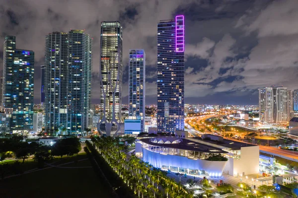 Heldere Stadslichten Van Het Centrum Van Miami — Stockfoto