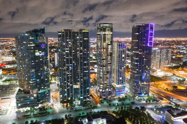 Felhőkarcolók Downtown Miami Florida Légi Felvétel — Stock Fotó
