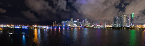 Meilleur Panorama Aérien Nuit Downtown Miami Floride — Photo