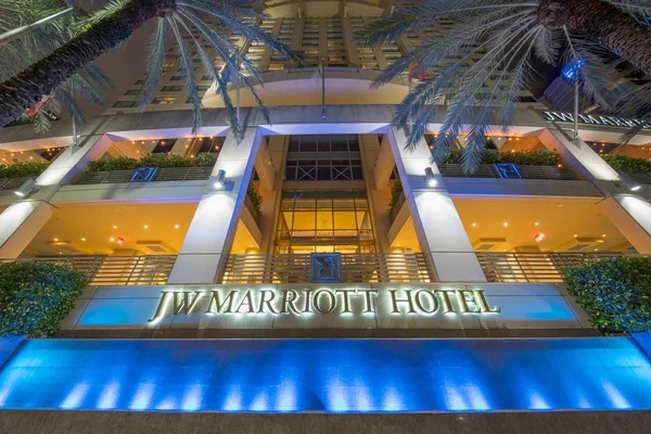夜间照片 万豪酒店 布里克尔 迈阿密 — 图库照片