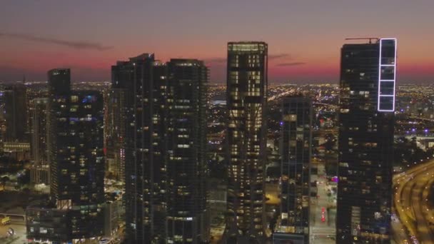 Lucht Aanpak Highrise Gebouwen Downtown Miami Dade Cityscape 60P — Stockvideo