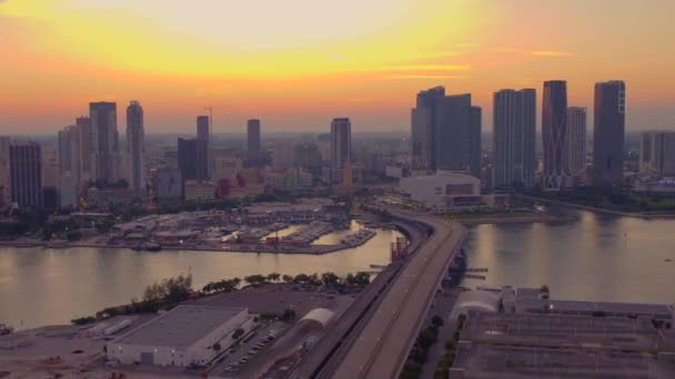 Video Aereo Premium Tramonto Miami 60P — Video Stock