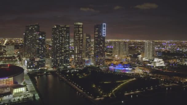 Aerial Miami Downtown Tirare Fuori Colpo — Video Stock