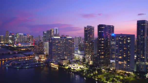 Aerial Twilight Film Miami — Stockvideo