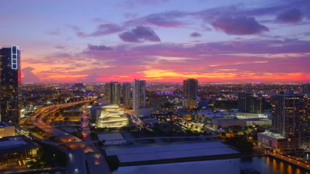 Belo Pôr Sol Miami Imagens — Vídeo de Stock