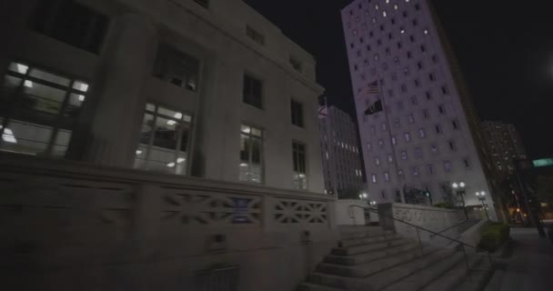 Видеозапись Ночного Движения Здания Суда Майами Дейд Центре Города — стоковое видео