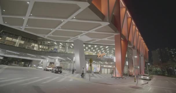 Virgin Miamicenter Stazione Ferroviaria Brightline Architettura Moderna Downtown Miami — Video Stock