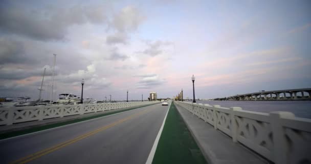 Bike Lane Velencei Causeway Miami 60P — Stock videók