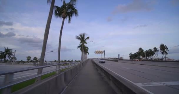 Bro Från Centrum Till Hamnen Miami Pedestrian Gångväg 60P — Stockvideo